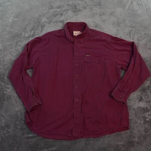 VTG Woolrich Shirt Mens Large‎ Red Chamois Button Up Flannel Shacket USA Fabrics